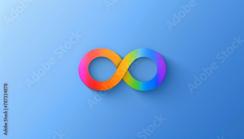 Autism awareness day concept  rainbow infinity symbolizing neurodiversity on blue background © Ilja