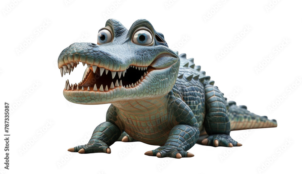 a toy alligator with a big mouth and sharp teeth. transparent background png
