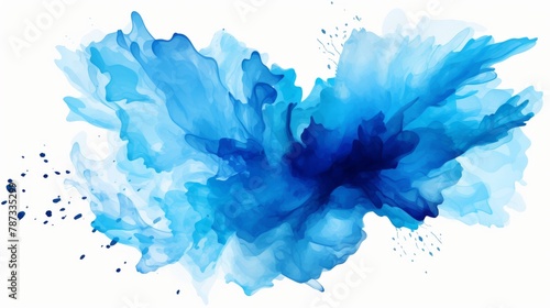 Blue splash of paint watercolor on paper. Abstract watercolor art hand paint on white background photo