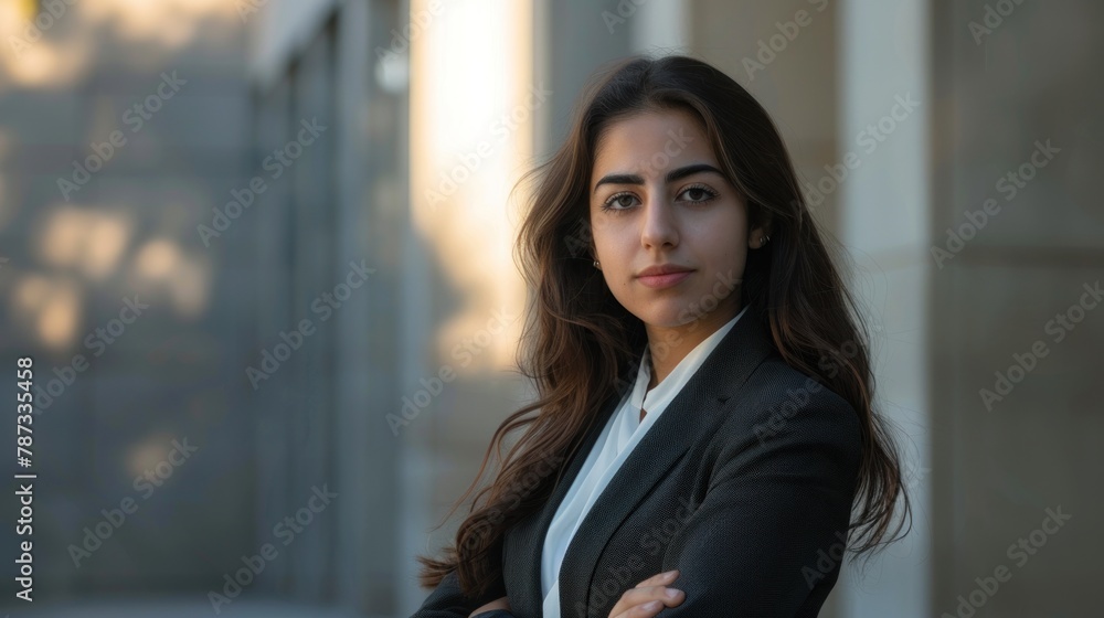 A portrait of a girl in business attire, showcasing professional and corporate fashion. A portrait of a girl in business attire, showcasing professional and corporate fashion.
