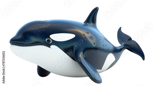 a blue and white whale statue on a white surface. transparent background png