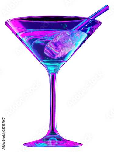 PNG Neon cocktail martini drink glass photo