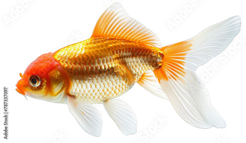 a goldfish with a white back and orange tail. transparent background png