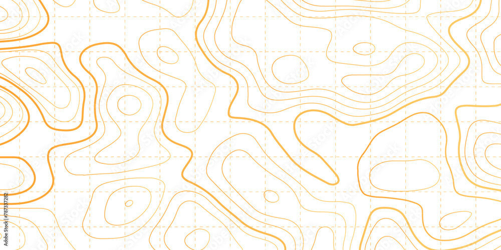 Topographic map backdrop. Conditional geography scheme and the terrain path. Yellow contour line abstract background.