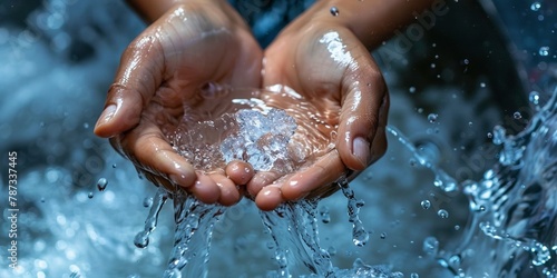 Hands pouring water, symbolizing health, purity, and the joy of nature. © Andrii Zastrozhnov