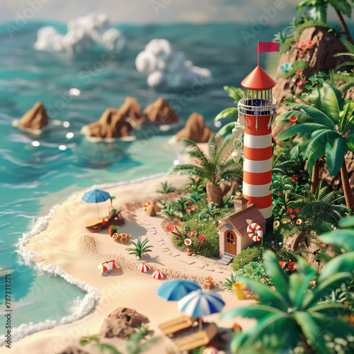 Miniature beach with lighthouse © lynea