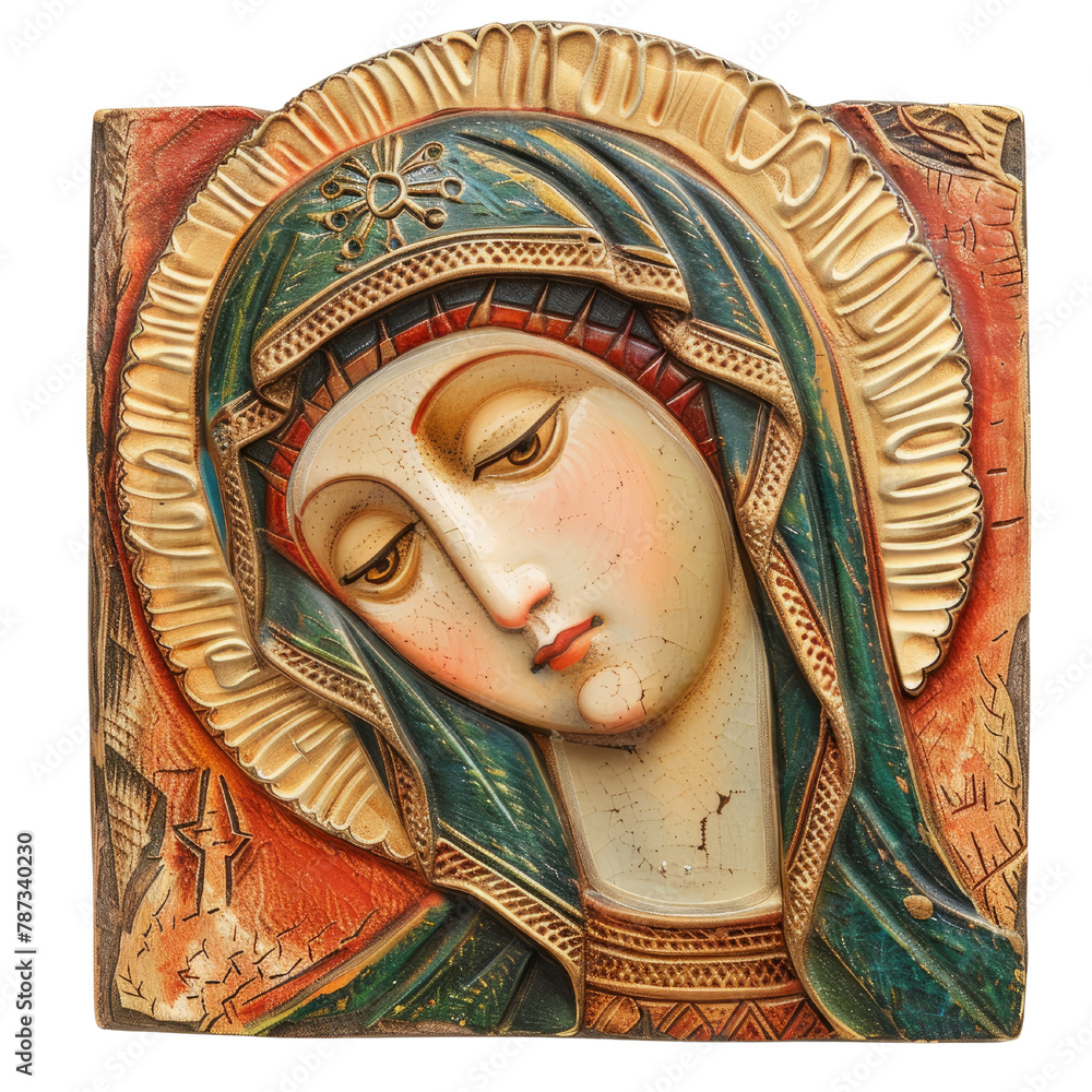 Virgin Mary Icon of Byzentine Art isolated on transparent png. Virgin Mary Icon of Byzentine Art isolated on transparent png.