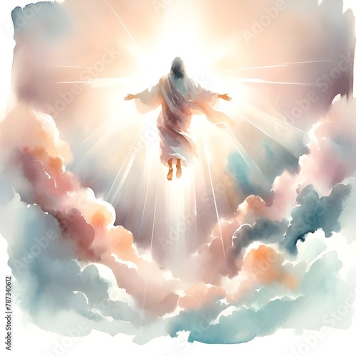 Watercolor illustration for ascension day of jesus christ.