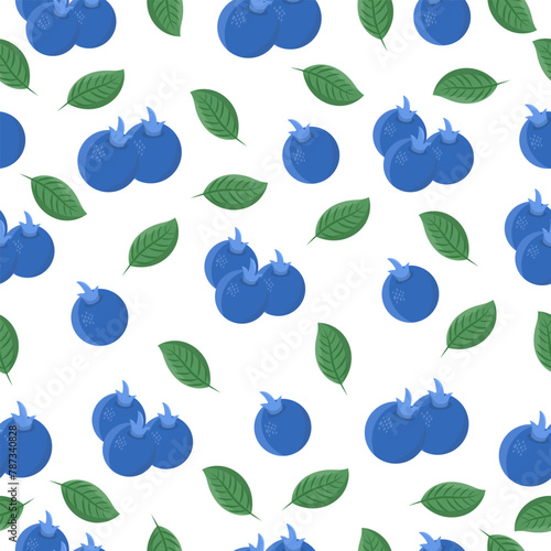 Seamless vector pattern with blueberries on a white background. 