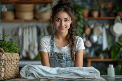 A young woman in a cozy indoor setting smiles at the camera, her hair braided and a sense of warmth