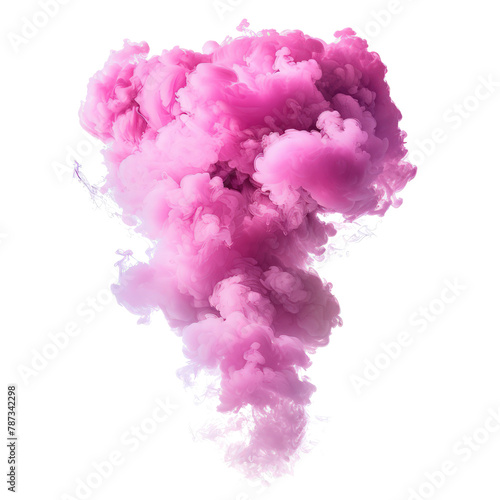 transparent pink smoke paint cloud explosion powder splash isolated on background PNG vertical