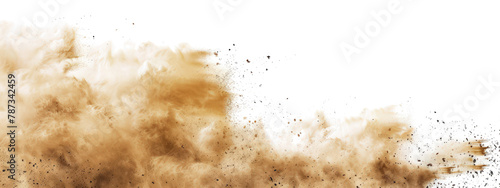 sandstorm sand dust cloud flying small particles isolated in transparent background, PNG photo