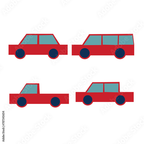 bundle flat art red car