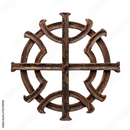 Chi-Rho Symbo of Romanesque Art isolated on transparent png.