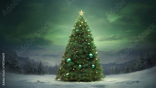 Evergreen Elegance: Green Christmas Tree © Online Jack Oliver