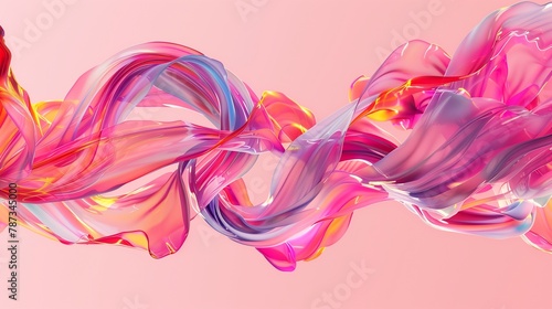 colorful Fabric wavy silk flow fluid style background. Orange colorful swirl curve wallpaper. © ChubbySunday