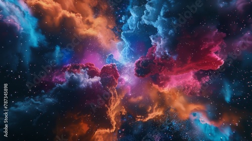 A striking contrast of vivid colors against a deep and alluring black space photo