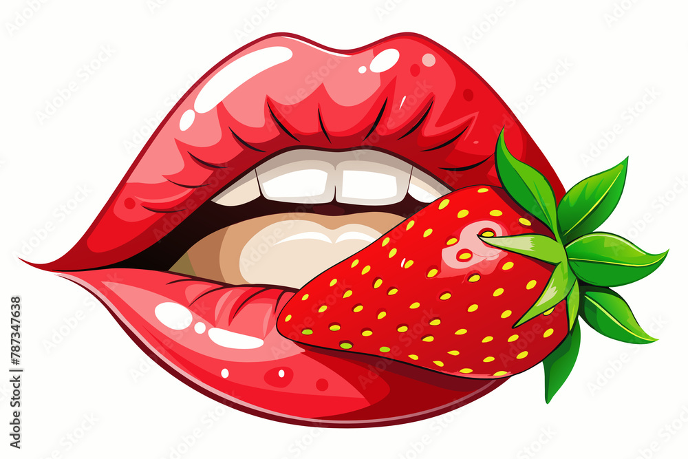 Obraz premium lips with strawberry