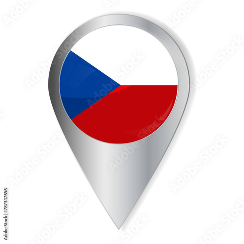 Vector illustration. Glossy button with highlights and shadows. Geographic location icon. Flag of the Czech Republic. User interface element. Set of souvenir countries.