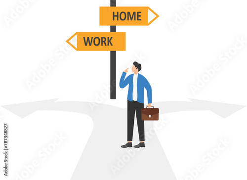 Businessman balancing between work and life in business concept

