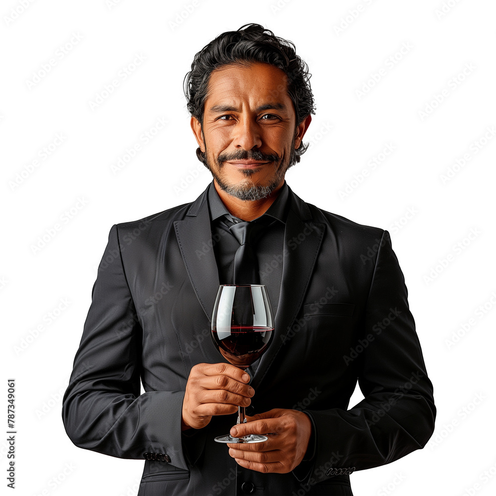 Elegant man in black suit holding a glass of red wine Elegant man in black suit holding a glass of red wine
