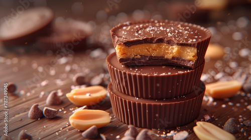 the creamy richness of peanut butter cups, a classic candy that's always a crowd-pleaser. photo