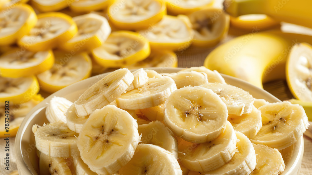 Banana chips. Sliced banana. Healthy food and healthy snack instead of fast food Banana chips. Sliced banana. Healthy food and healthy snack instead of fast food