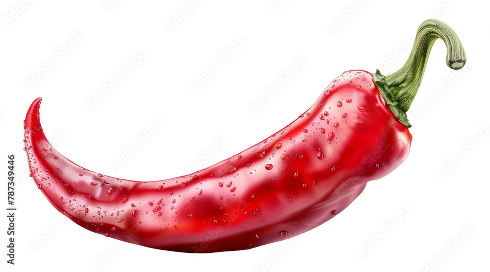 Red chili pepper with water droplets isolated on transparent background Red chili pepper with water droplets isolated on transparent background