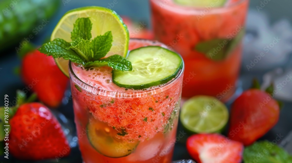 Refreshing Watermelon Cucumber Limeade Glasses Refreshing Watermelon Cucumber Limeade Glasses