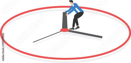 Stop time concept, Businessman pushed the time back, Deadline, Time management

