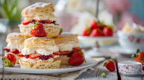 Scones with jam and cream 