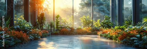Sun-dappled botanical haven in a greenhouse sanctuary