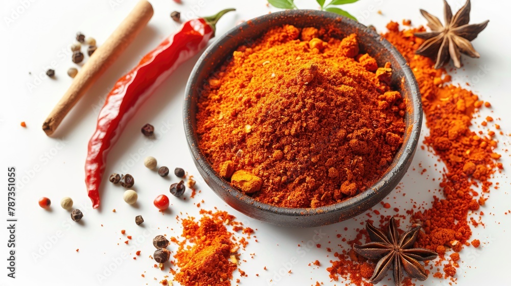 Isolated white background with raw paprika Isolated white background with raw paprika