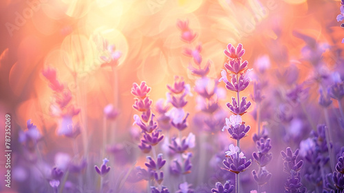 A mix of lavender and peach hues intermingle softly, casting a serene and harmonious glow that calms the mind and spirit.