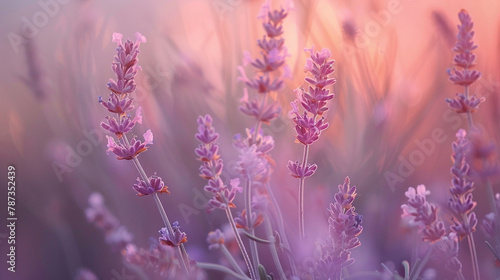 A mix of lavender and peach hues intermingle softly  casting a serene and harmonious glow that calms the mind and spirit.