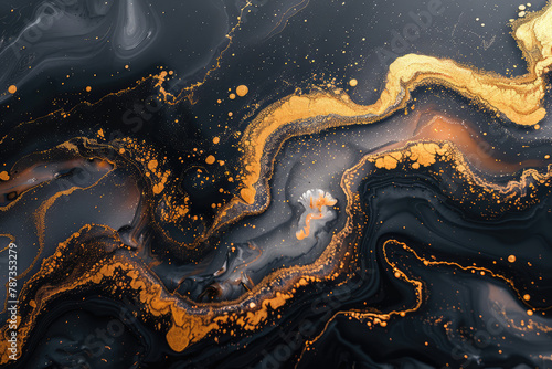 A dark, fluid background with swirling patterns of deep blue and gold. Created with Ai © Image Innovate