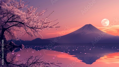 beautiful sunset of Mount Fuji