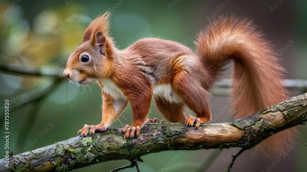 Fototapeta premium Squirrel searching on a branch