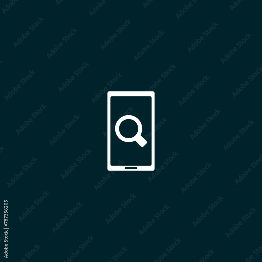 Mobile Phone with Search icon vector design for web icon isolated on black background Mobile Phone with Search icon vector design for web icon isolated on black background