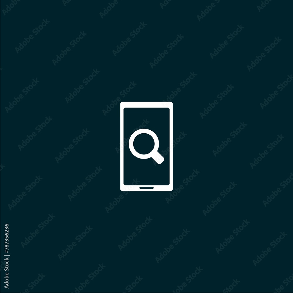 Mobile Phone with Search icon vector design for web icon isolated on black background Mobile Phone with Search icon vector design for web icon isolated on black background