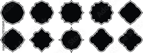 Islamic vector shape of a window or door arch. islamic shape illustration design blank islamic shape template frames. Elegant Islamic frame shape. Vector design Set.	

