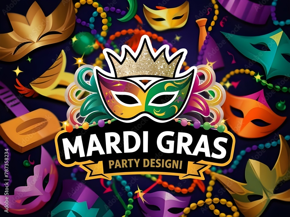 Mardi Gras party typography 