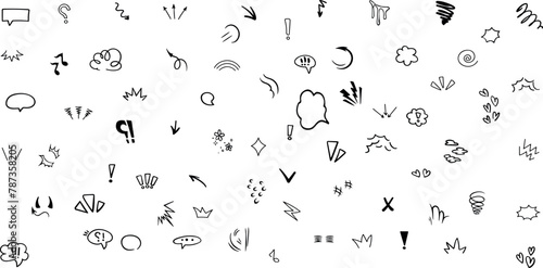 Sketch line arrow element, star, heart shape. Hand drawn doodle sketch style circle, cloud speech bubble grunge element set. Arrow, star, heart brush decoration.
