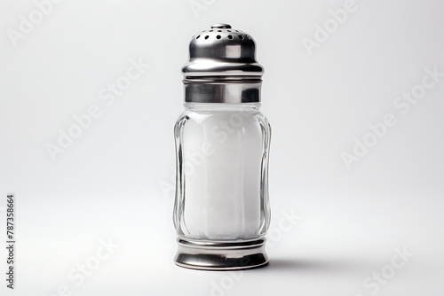 Salt shaker isolated on gray background photo