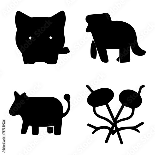 Shape and Flower Silhouettes, Silhouette Variety, Floral and Geometric Silhouettes, Shapes & Flowers, Floral & Shape Silhouettes.