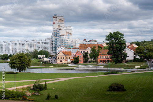 Svislach River skyline and Trinity Hill - Minsk, Belarus