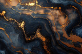 A closeup of dark liquid with golden glitter, swirling and dripping on the surface. Created with Ai