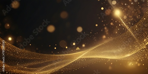 Business Fashion Black Gold Black Background Promotion Banner, Gold glitter particles, shining gold sparks wave background