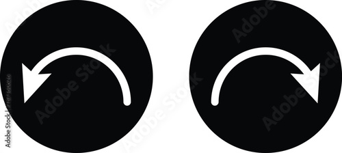 Curved arrow icon set isolated on white background . Right and left curved arrow icon . Vector