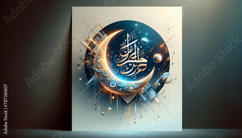Beautiful Blessings: Elegant Arabic Calligraphy for Islamic New Year Greeting Card Poster